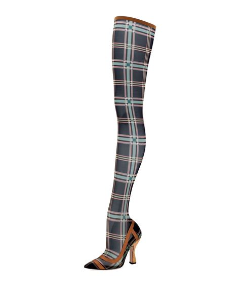 fendi runway over-the-knee plaid mesh boot|Fendi Runway Over.